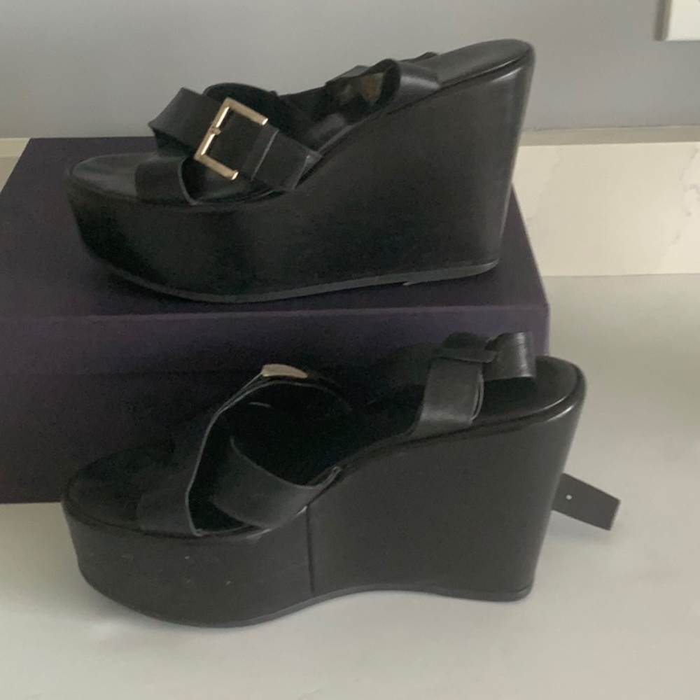 Black Wedge Prada Sandal - Picture 6 of 13